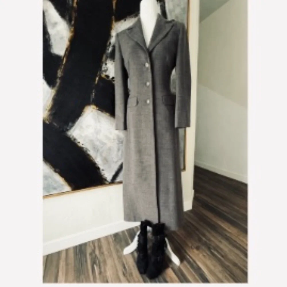 BEBE TAILORED GRAY FULL-LENGTH COAT - Picture 3 of 16